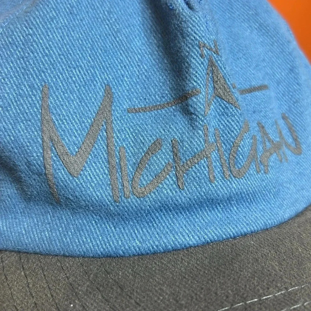 Vintage Michigan Spell out Colorblock Adjustable SnapBack Baseball Cap - Picture 3 of 8